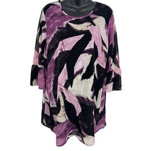 Style Co Large Top Blouse Size Large L Country Life Blissful Blush 3/4 Sleeve Pu